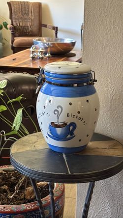Ceramic Biscotti Canister with Clamp Lid