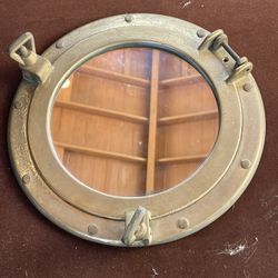 Brass Nautical Porthole Mirror – Hinged – 11.75”
