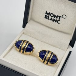 MONTBLANC RARE RAMSES II LAPIS LAZULI VERMEIL AG 925 CUFFLINKS NEW 100% GENUINE