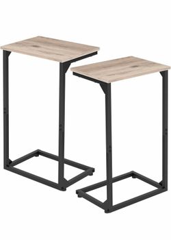 AMHANCIBLE C Shaped End Tables Set of 2, Couch Side Tables that Slide Under, TV Trays for Living Room, Bedroom, Small Space, Sofa, Grey HET02BGY