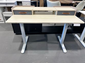 (Small Crack) 48”x24” Standing Desk with Drawers, Mobile Stand Up Desk