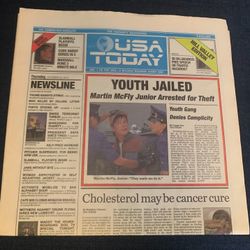 USA Today BACK TO THE FUTURE PART II McFly Youth Jailed Oct 22 2015 NEWSPAPER