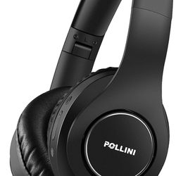 pollini Bluetooth Headphones Wireless, 40H Playtime Foldable Over Ear Headphones with Microphone, Deep Bass Stereo Headset with Soft Memory-Protein Ea