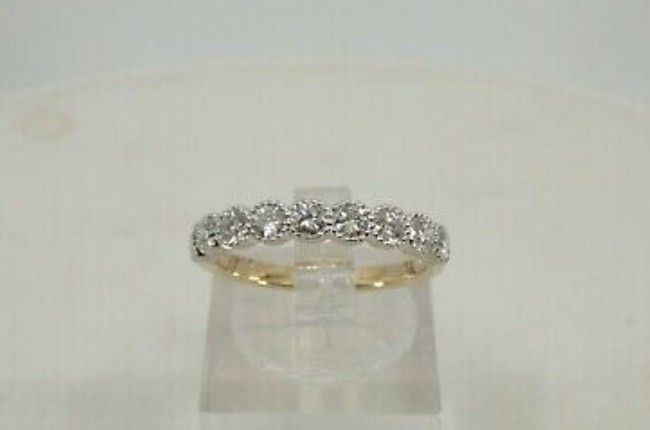 GORGEOUS, SOLID 14K YELLOW GOLD, .50 TCW, 9 DIAMOND BAND RING, SIZE 5.5 #1424