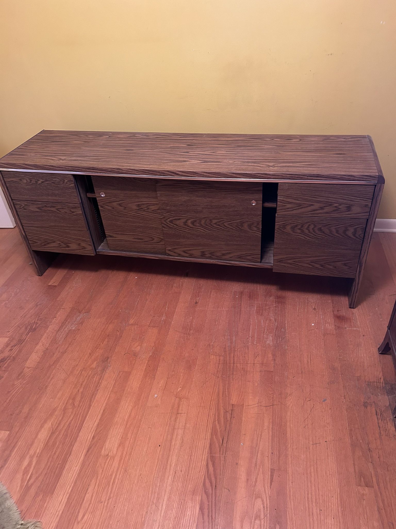Long, Solid Wood storage Buffet, Very Heavy, Great Piece, Tons Of Storage Space 