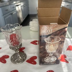 Crystal Candle Holder With Silver Plated Stand