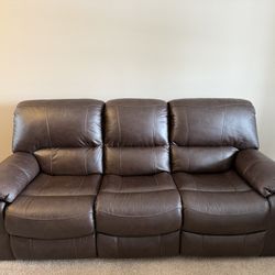 Leather Sofa and Recliner Set