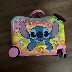 Lilo And Stitch Kids Ride on Luggage-HardShell Rolling Travel Suitcase-Lightweight Ride On Suitcase For Kids
