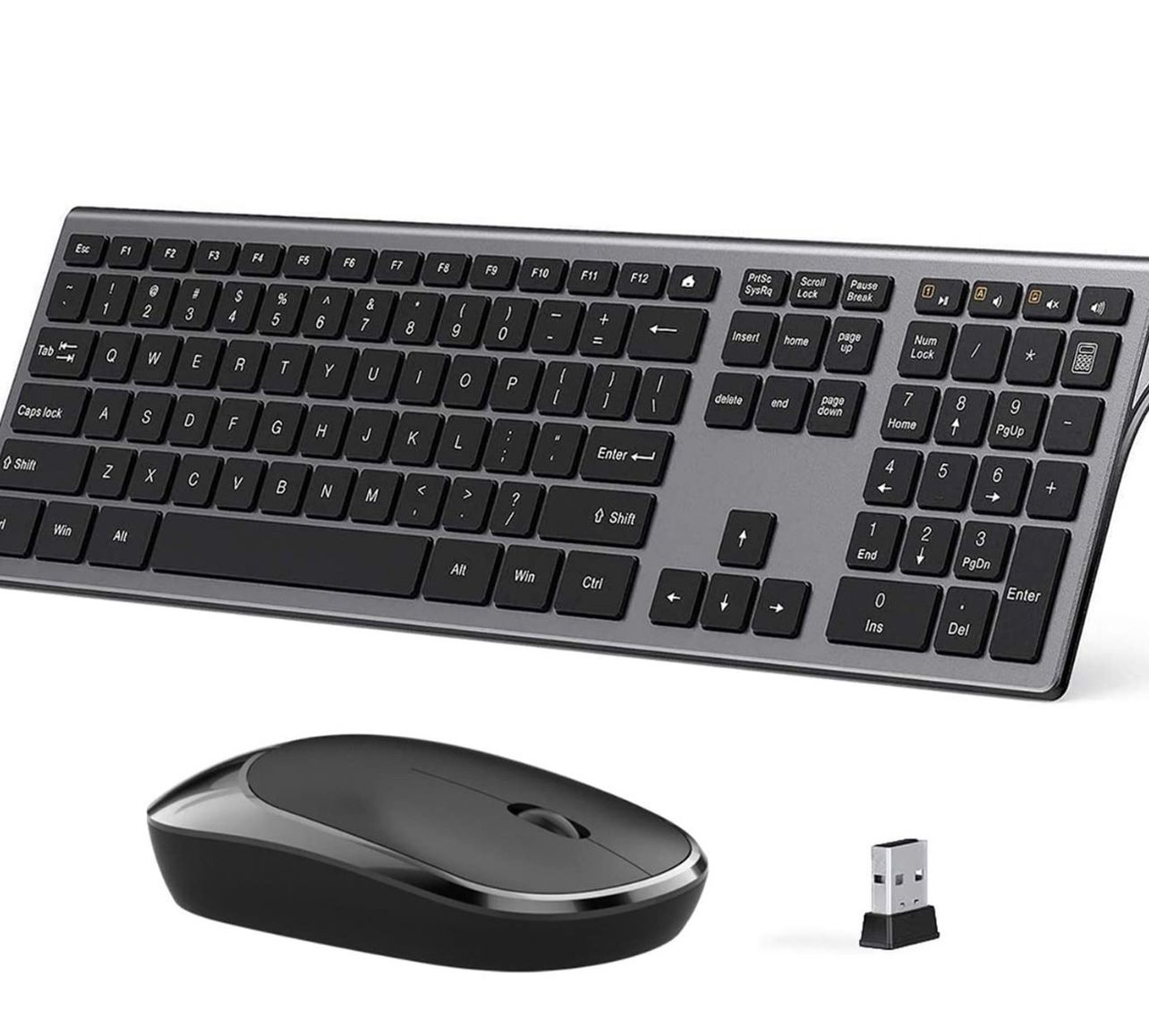 Rechargeable Wireless Keyboard Mouse Combo, Stylish Slim Keyboard and Mice - LEKVEY 2.4G 109 Keys Full-Size Quiet Keyboard Mouse Set for Windows Compu