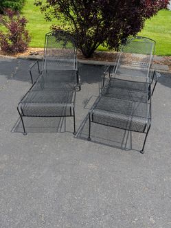 2 Vintage Wrought Iron Chaise Loungers