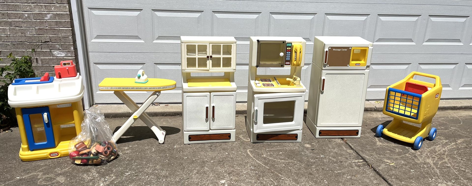 Lot Of Vintage Little Tikes Play Toys. Kitchen, Refrigerator, Pantry, Ironing Board With Iron, Market With Play Food, Shopping Cart ($215 For All)