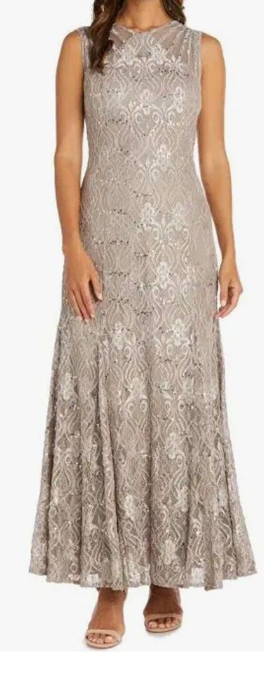 R & M Richards Women's Petite Sequin Lace Gown