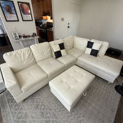 Faux White Leather Couch For Sale (Great Condition)