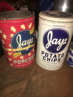Vintage Jays Butter Popcorn Tin Can.
