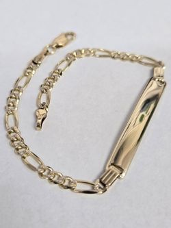 14kt Gold Figaro ID Bracelet 7"