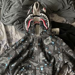 Bape Space space camo shark full zip double hoodie (Size M)