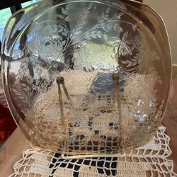 Vintage Jeannette Glass Floragold Dinner Plate