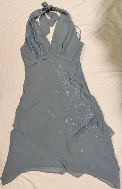 Vintage BCBG asymmetrical Floral Embroidered halter top Dress size 4 NWT