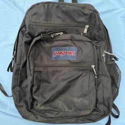 JanSport Black Backpack Zip Closure Outer Pockets Shoulder Strap Classic Style