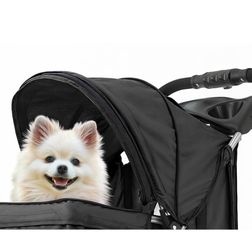Foldable Pet Stroller with Weather Cover, 3 Wheels Pet Strolling Cart for Small/Medium Dogs and Cats with Storage Basket and Cup Holder, Breathable an