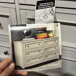 White gray six drawer dresser