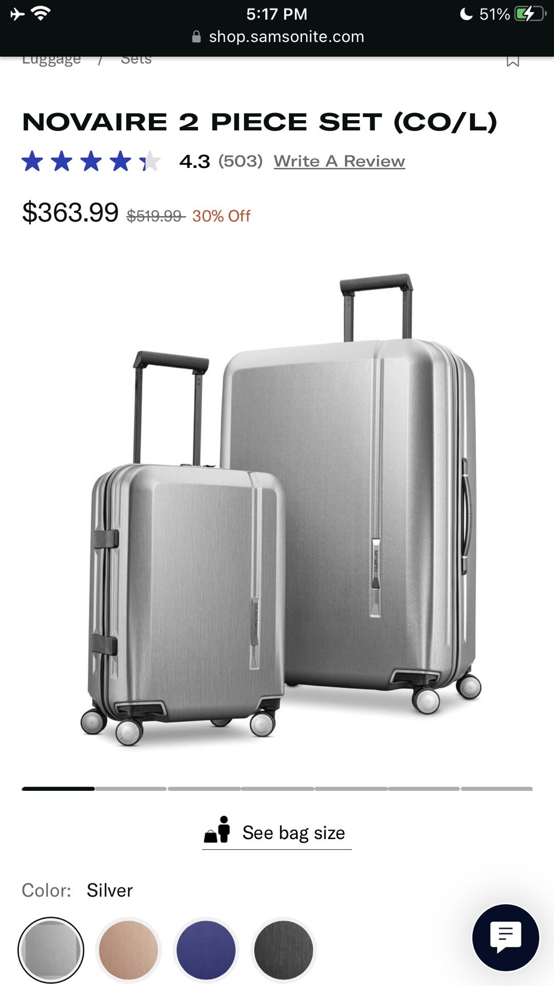 Samsonite Suitcase New 29.5”
