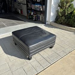 Black Leather Ottoman