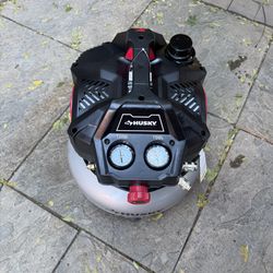 6 Gal. 150 PSI Portable Electric Oil-Free Quiet Jobsite Pancake Air Compressor with Aluminum Tank and 2-Quick Couplers by Husky