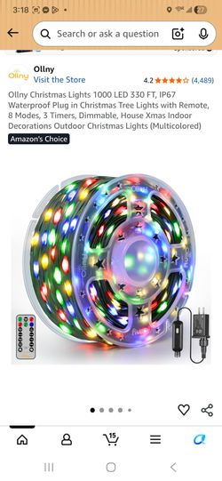 Christmas Lights 1000 LED 330 FT, IP67 Waterproof Plug in Christmas Tree Lights with Remote, 8 Modes, 3 Timers, Dimmable, House Xmas Indoor Decoration
