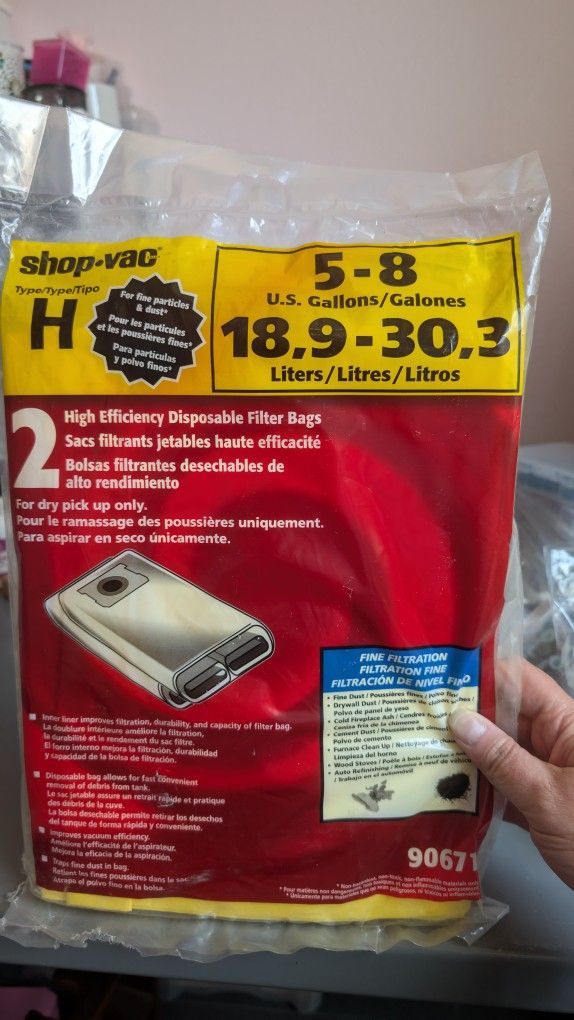 Shop Vac Type H Filter Bags, 2ct
