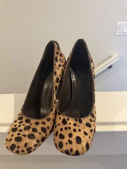 Tory Burch Leopard Print Ankle Boots – Calf Hair – Gold Logo