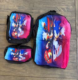 Sonic the 3pc Backpack Set New in sealed package  Includes backpack, lunch box and pencil bag