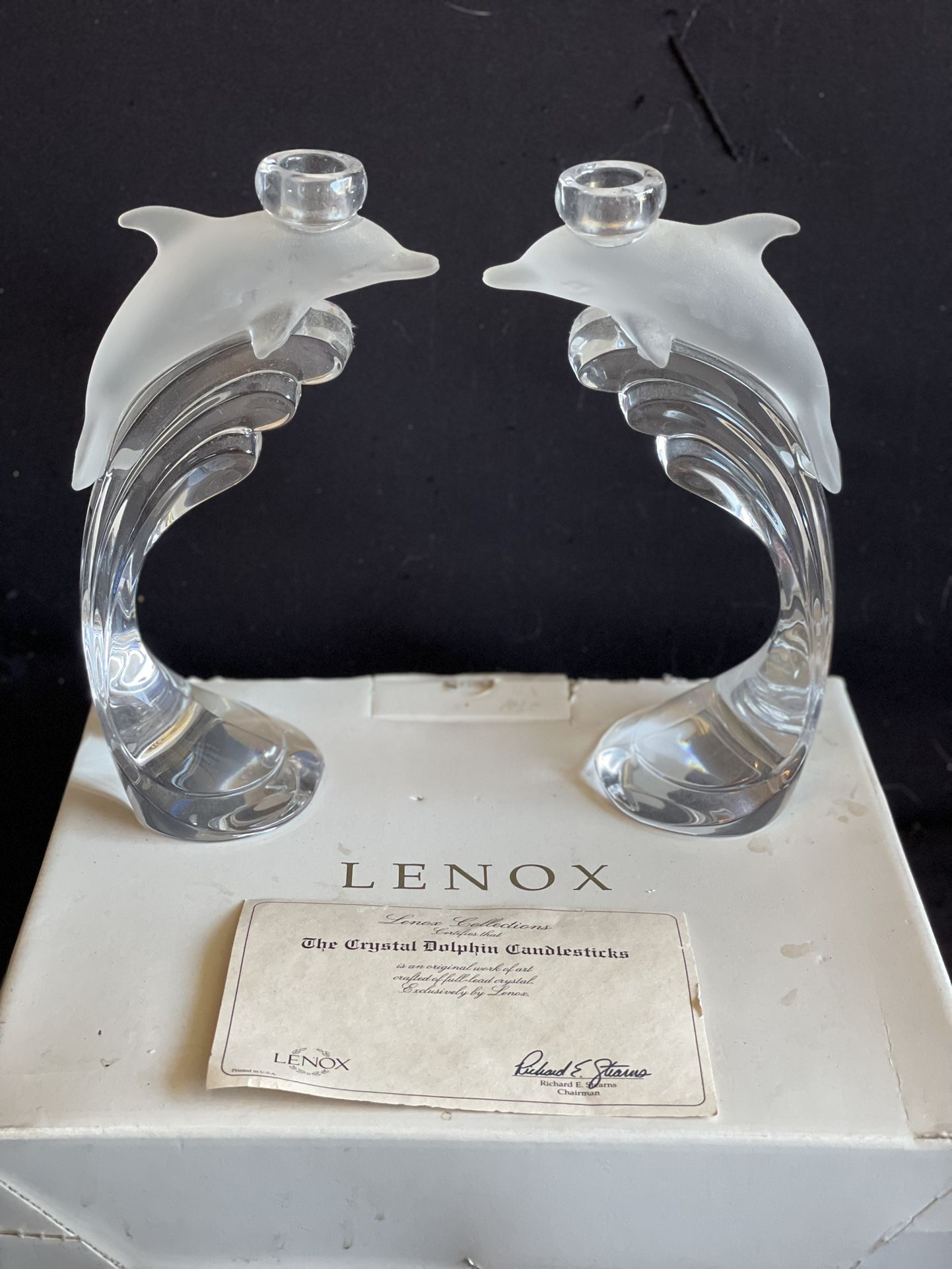 ***PRICE REDUCTION*** Lenox Crystal Dolphin Candlesticks