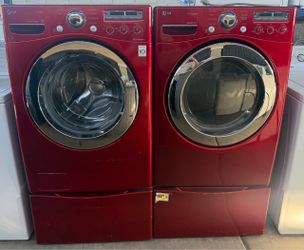 LG~📢📢🔥Beautiful Front Load Washer and Dryer Gas Set Red in excellent condition