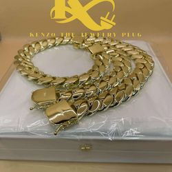 Miami Cuban Link & Bracelet big lock set, huge 22mm handmade 14k real Gold Plated 7x 