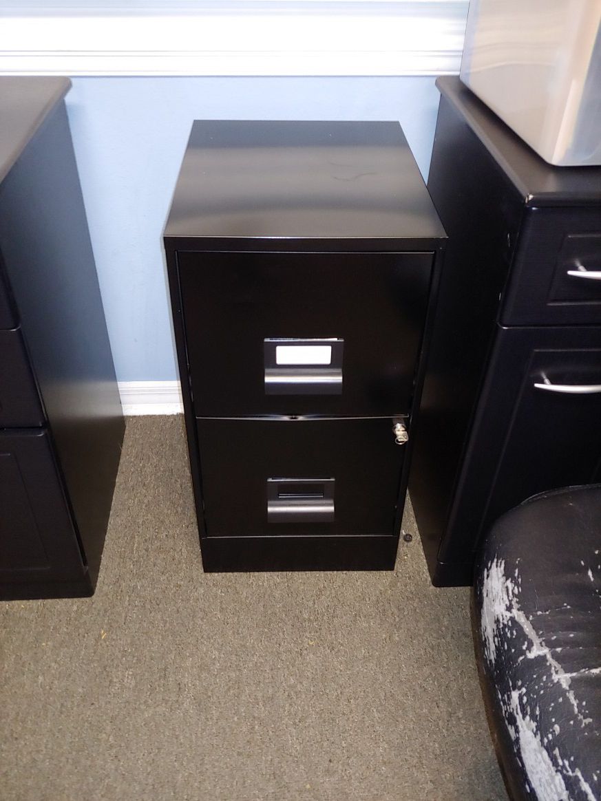 2 drawer file cabinet black locking