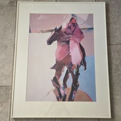 Veloy Vigil Framed Art Print 26x33" Native American Horse Southwest Santa Fe