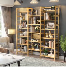 Bamboo Triple Wide Shallow Bookshelves