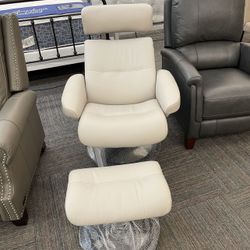 Oslo Nordic Home Leather Recliner & Ottoman