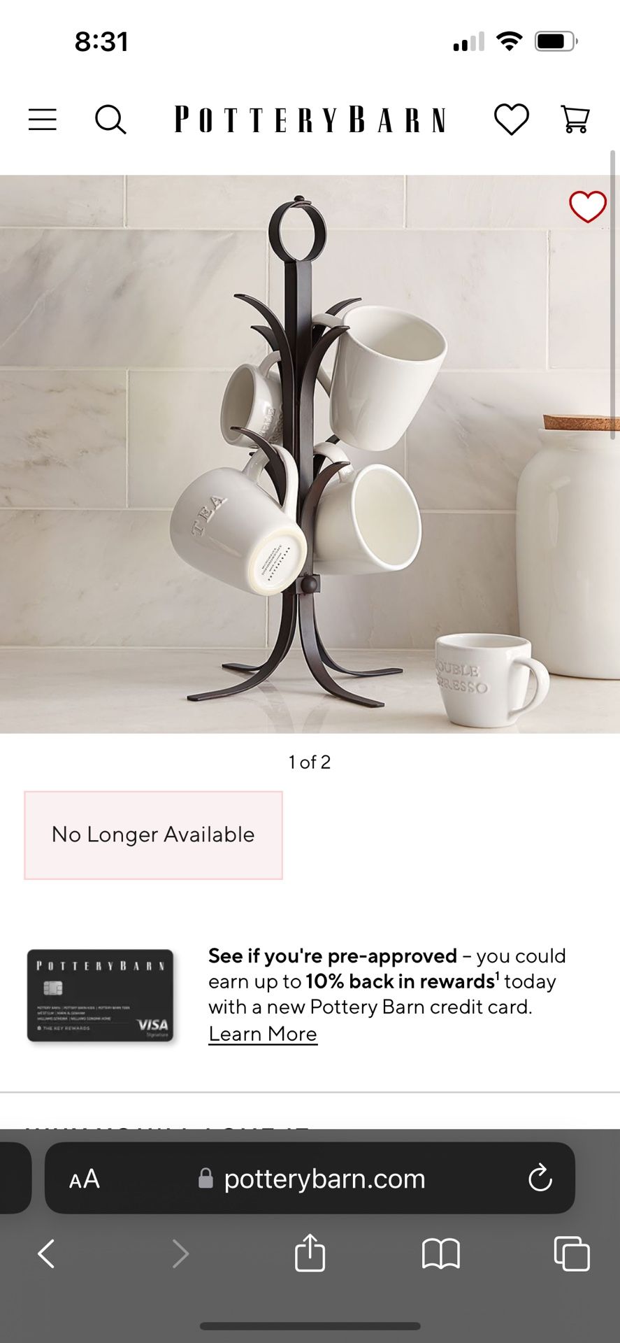 Pottery Barn Coffee Mug Tree