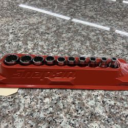 Snap On 10 Pc 1/4”Drive, 6 point shallow socket set in tray