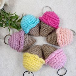Amigurumi Ice Cream Cone. crochet ice cream cone. Handwoven ice cream. Bag charm. Backpack Accessory