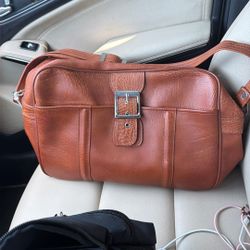 Vintage Leather Brown Orange Large Bag 