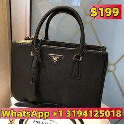 PRADA GHW 2 Way Shoulder Bag 1BG694 Calfskin Leather Black