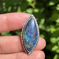Size 7 Sterling Silver Azurite Vintage Ring 