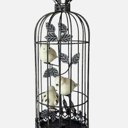 Metal Decorative Bird Cage with Birds Table Decor