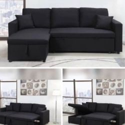 Living room set Sectional Sofa Pullout Bed W / Chaise Storage Fabric 88β X 57β x33βH