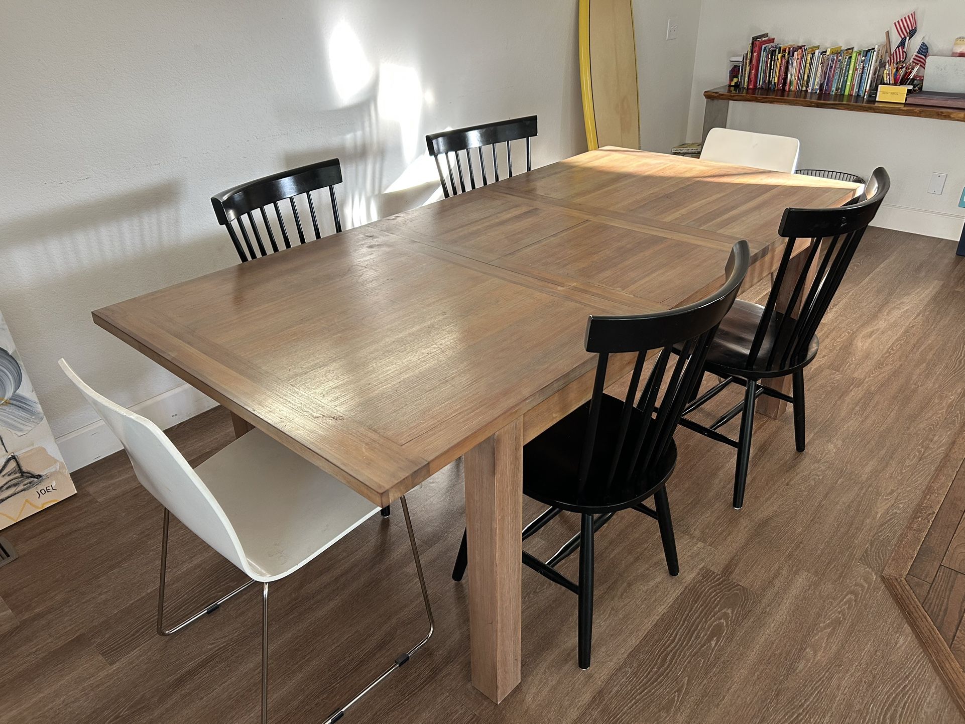Solid Wood Expandable Dining Table w/ Built-in Leaf