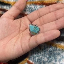 Native Am Navajo Sterling Silver Green Sonoran Gold Turquoise (READ CAPTION) 