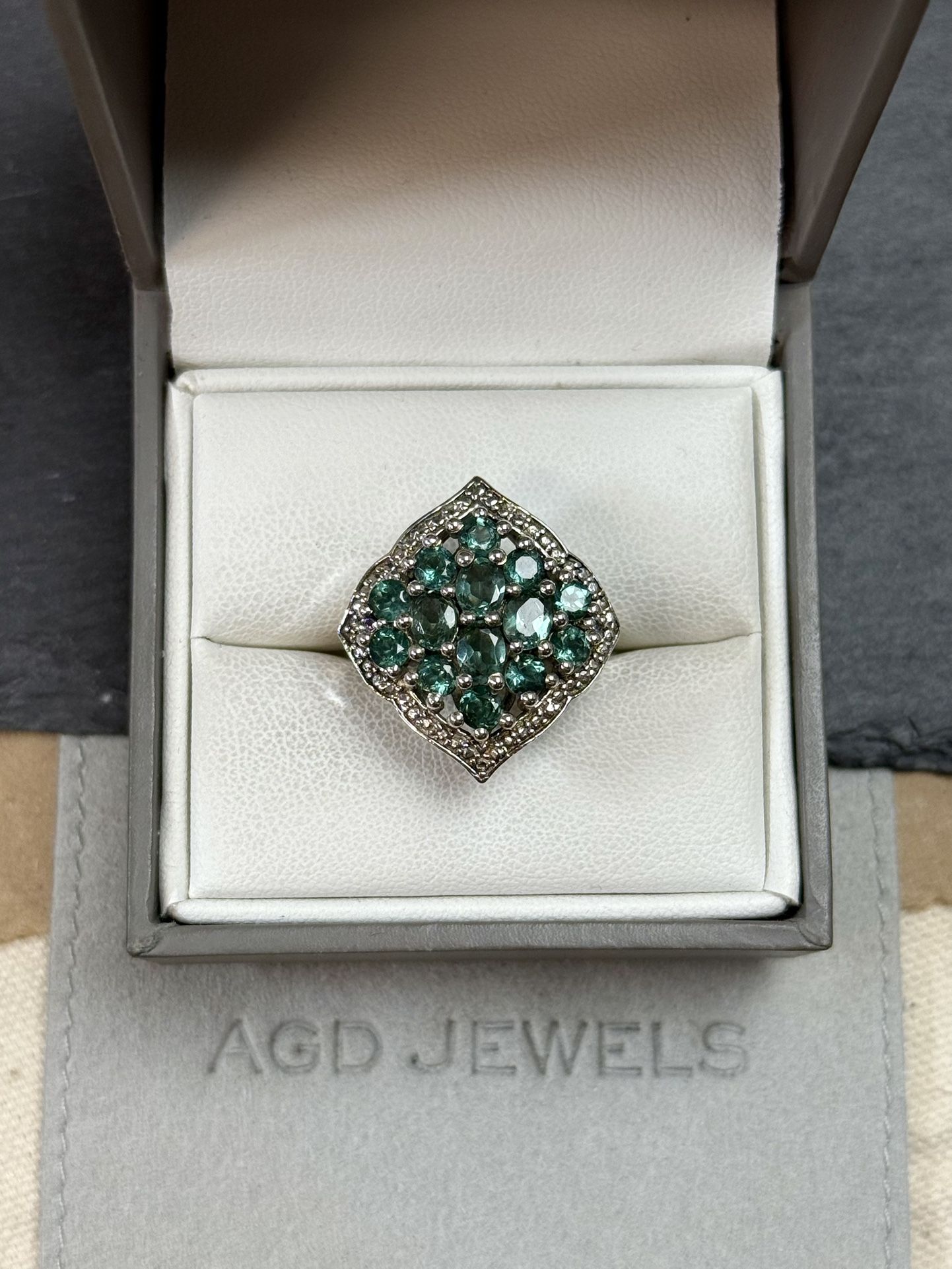 Sterling Silver 925 Apatite? Cluster Ring